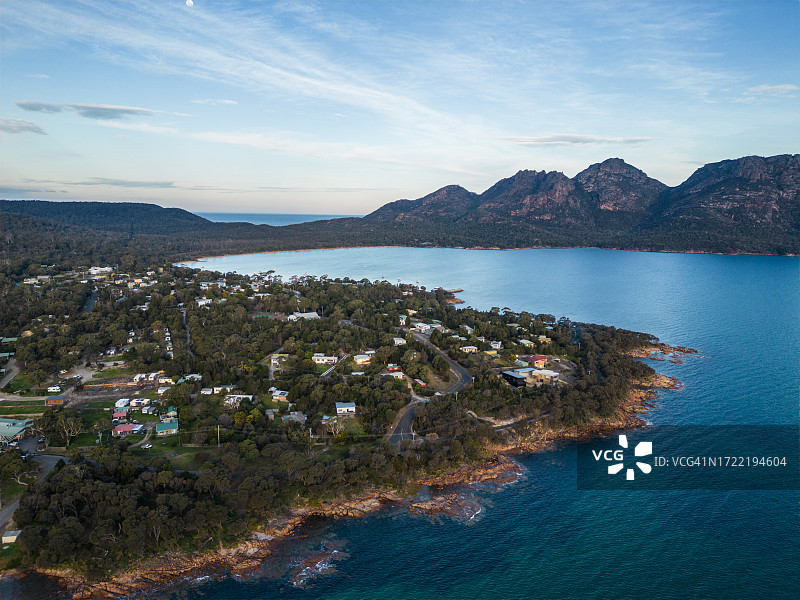 塔斯马尼亚科尔斯湾镇鸟瞰图片素材