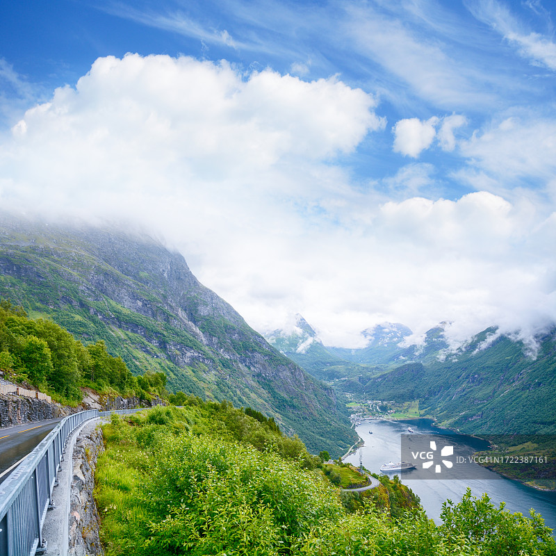 挪威盖朗厄尔峡湾全景图片素材