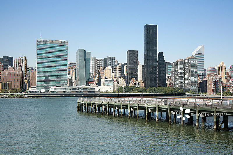 纽约市城市景观和码头图片素材