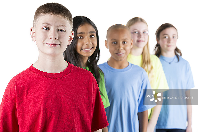 一群快乐的青少年在白色背景上图片素材