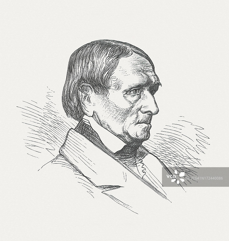 彼得·冯·科尼利乌斯 (1783-1867)，德国画家，1882 年出版的木刻图片素材