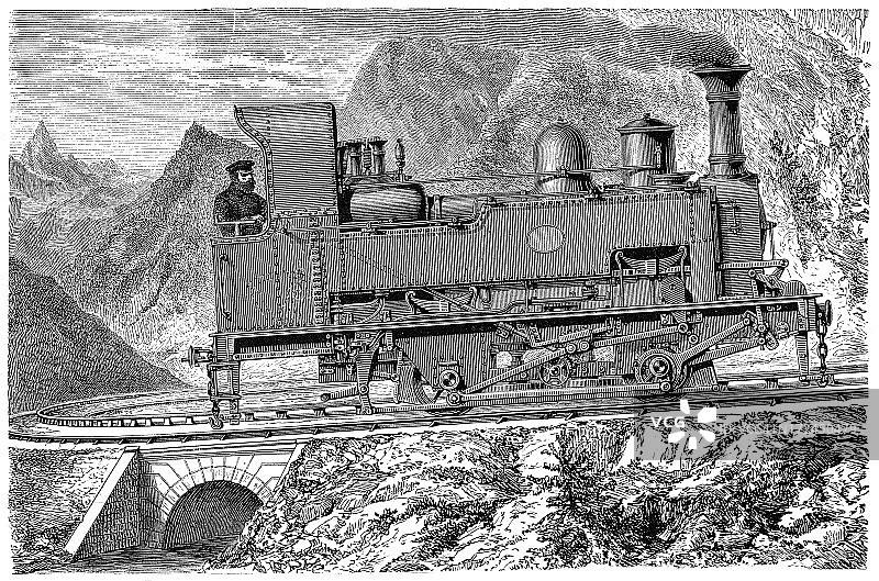 山区火车头图片素材