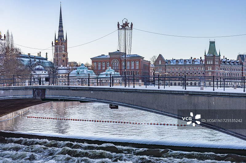 斯德哥尔摩的冬日雪景图片素材
