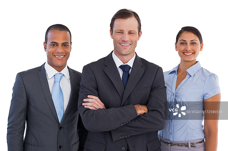 一群面带微笑的商人站在一起图片素材