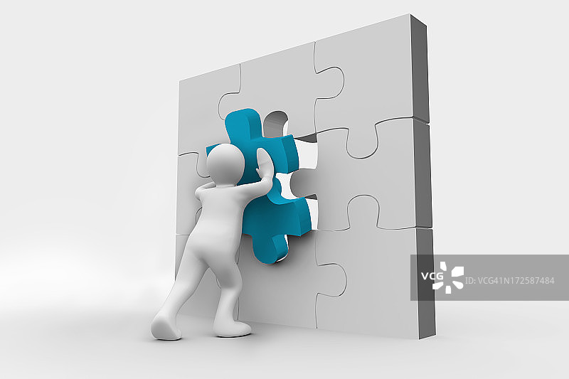 人类代表正在解决拼图图片素材