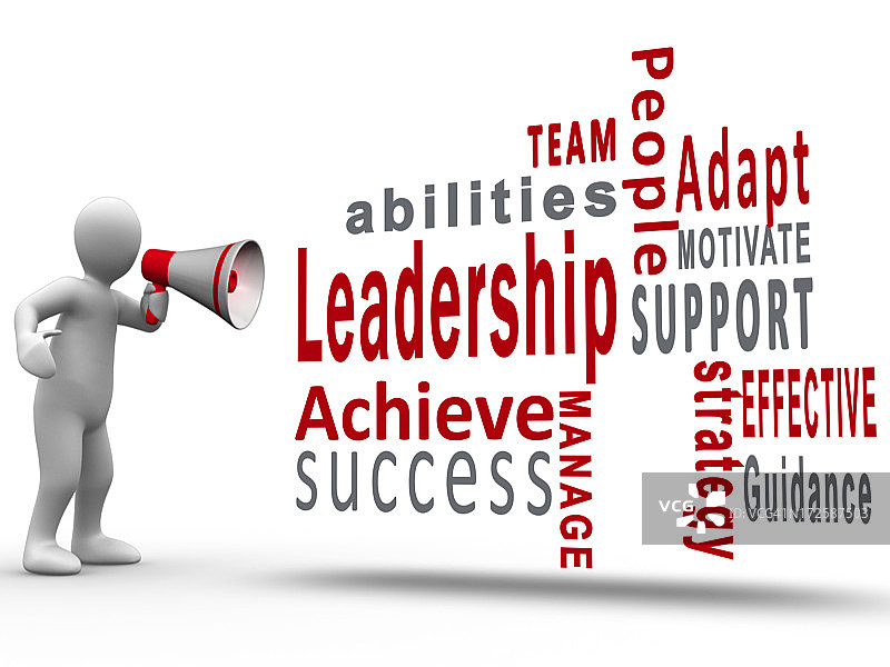 用扩音器揭示领导力条款的白色人像图片素材