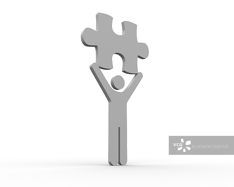 挥舞拼图的人形图片素材