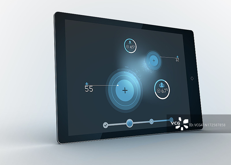 显示数据和圆圈的平板电脑图片素材