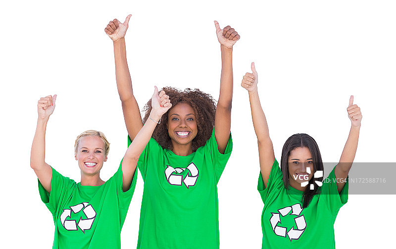 兴奋的环保人士竖起大拇指图片素材