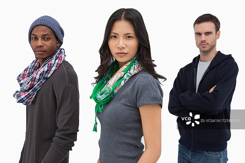 一排时尚的年轻人图片素材