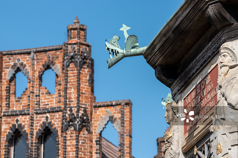 德国维斯马集市广场水上艺术馆细节图片素材