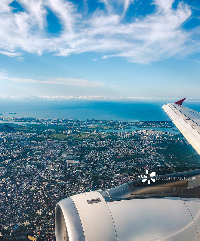 里约热内卢上空的飞机景观图片素材