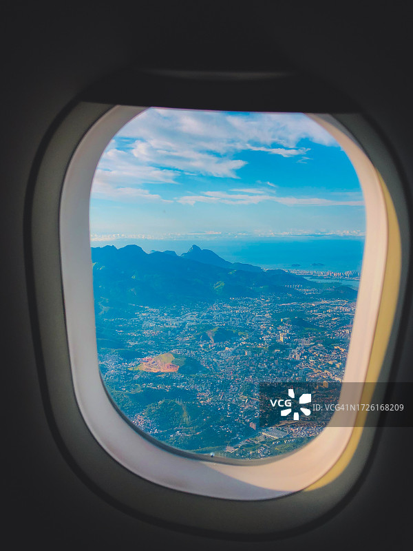 里约热内卢上空的飞机景观图片素材