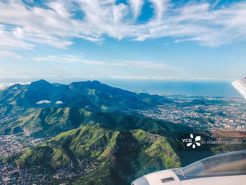 里约热内卢上空的飞机景观图片素材