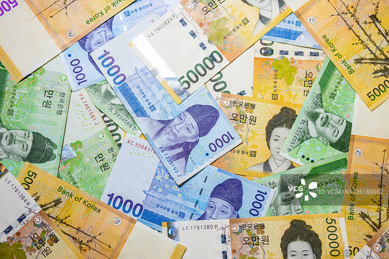 韩国银行韩元纸币图片素材