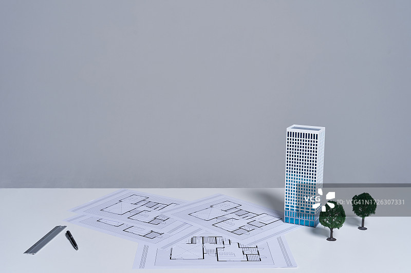 建筑蓝图与模型图片素材