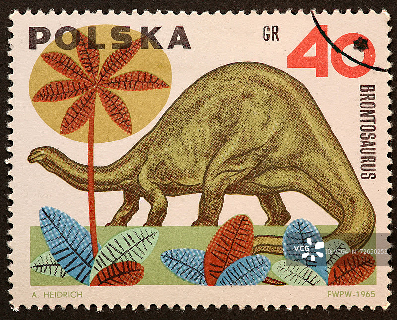 波兰恐龙邮票图片素材
