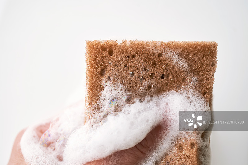 天然棕色海绵香皂泡沫图片素材