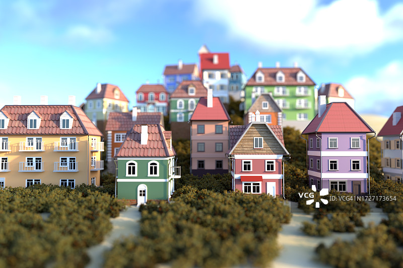 山丘上的房屋图片素材