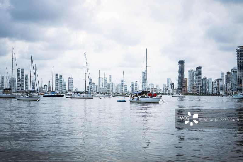 哥伦比亚卡塔赫纳曼加湾全景图片素材