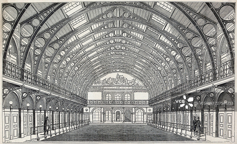 维也纳的黛安娜浴池内部（1851年），奥地利图片素材