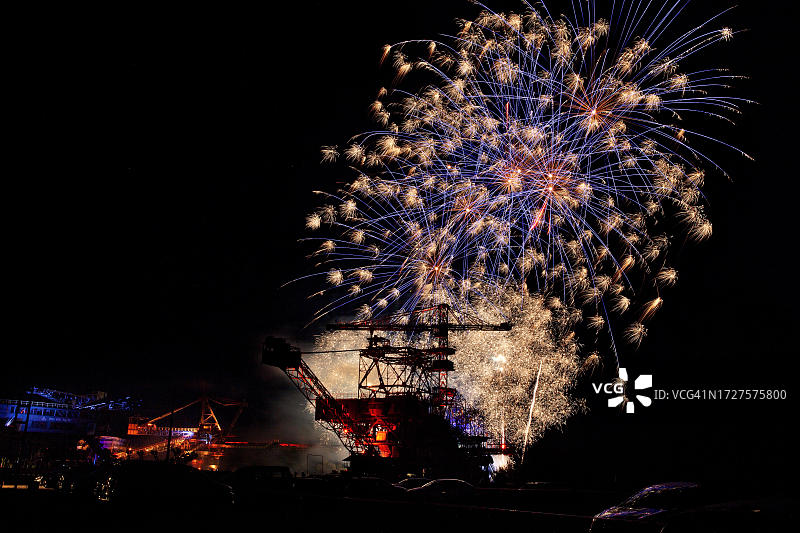 铁城博物馆矿工节高空烟花图片素材