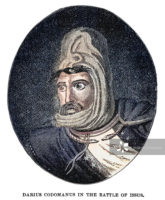 古版画：大流士三世在伊苏斯战役中（仿庞贝壁画）图片素材