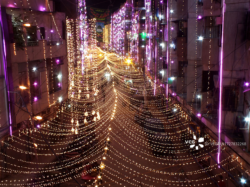 米拉德-乌恩-纳比节查格拉街的灯饰图片素材