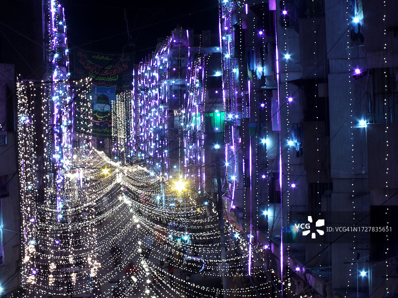 米拉德-乌恩-纳比节查格拉街的灯饰图片素材
