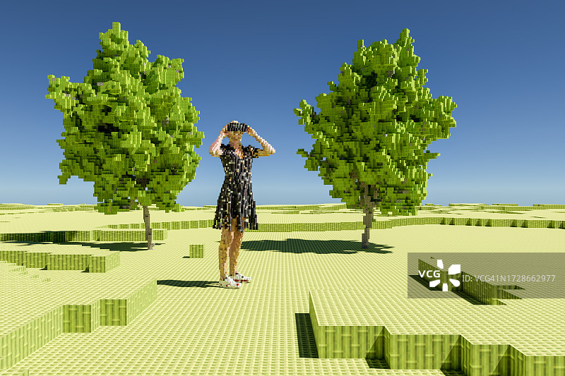 使用VR头显的女人图片素材