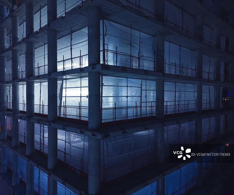 高层建筑工地夜景图片素材