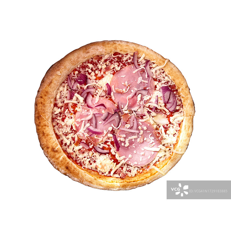 配有意大利熏火腿和马苏里拉奶酪的意式披萨图片素材