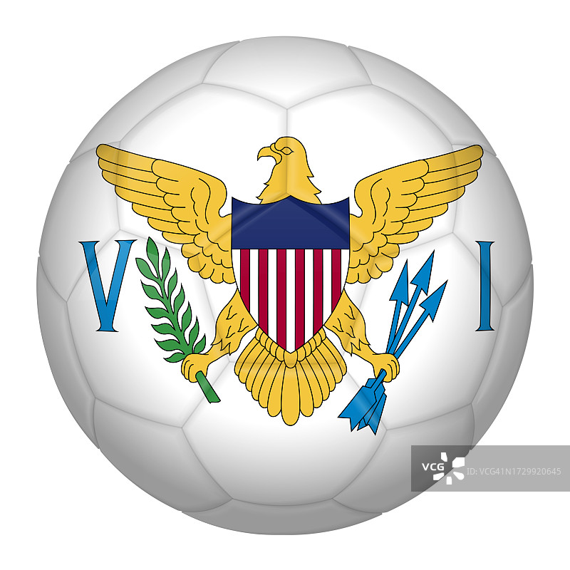 带有美属维尔京群岛国旗的足球或足球，用于冠军赛图标图片素材