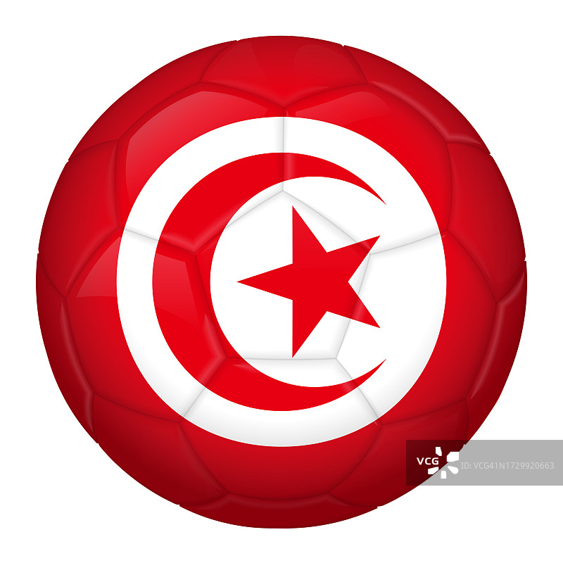 带有突尼斯国旗的足球图标，用于锦标赛图片素材