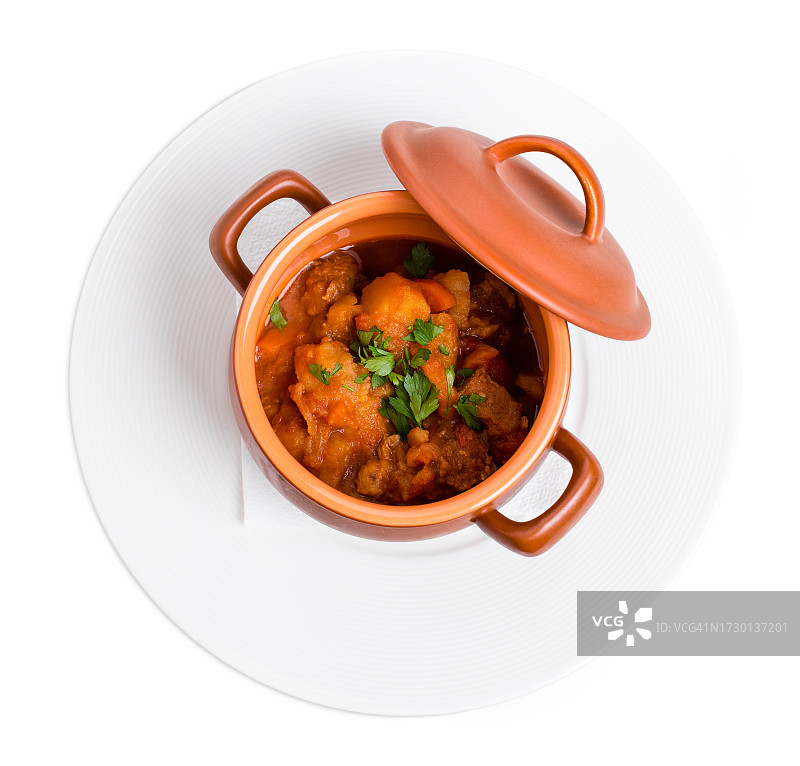 俯视拍摄的白色背景碗中食物图片素材