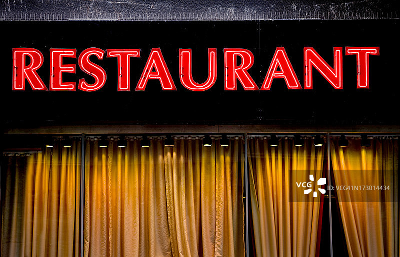 红色霓虹餐厅标志图片素材