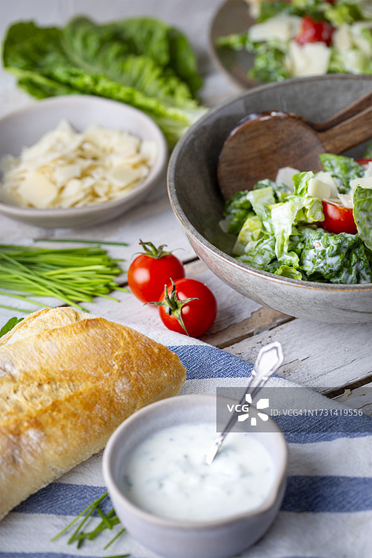 西红柿面包帕尔马干酪蔬菜沙拉图片素材