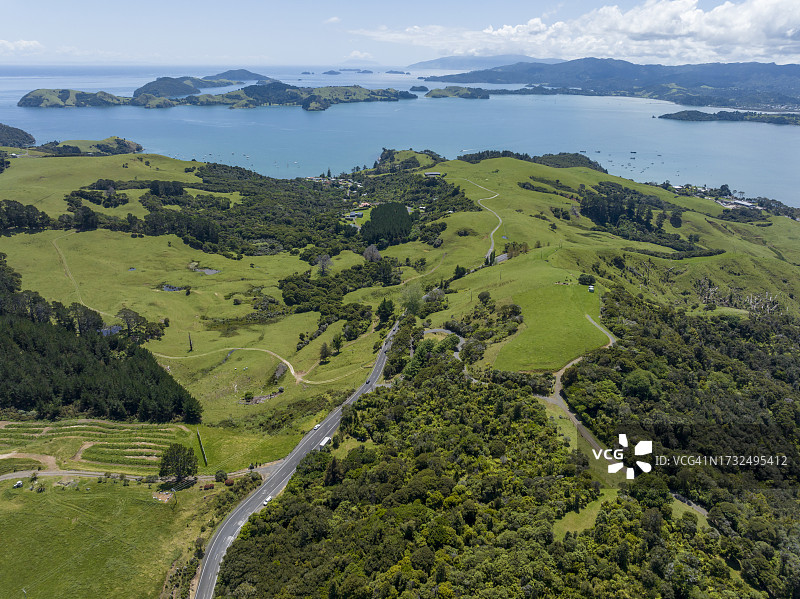 新西兰小镇的航拍景色图片素材