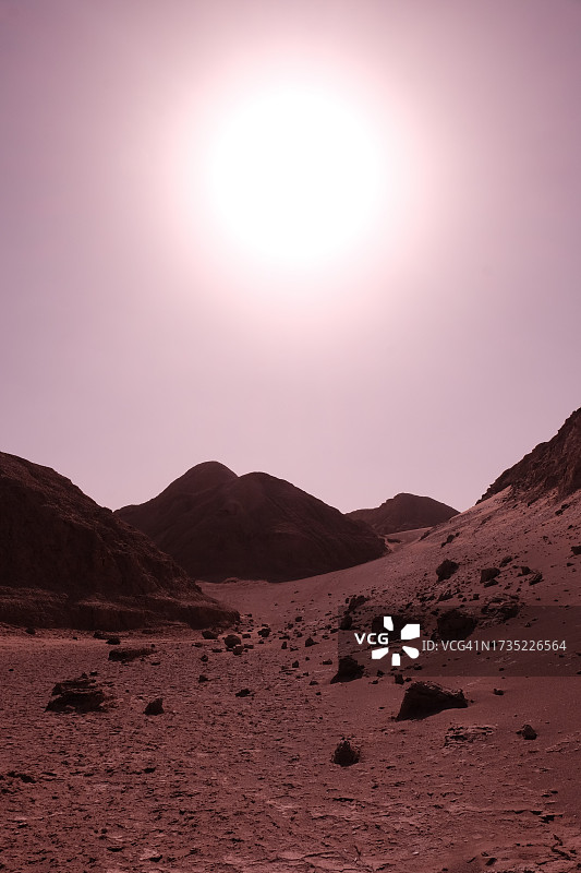 沙漠上的地平线景观，阳光充足图片素材