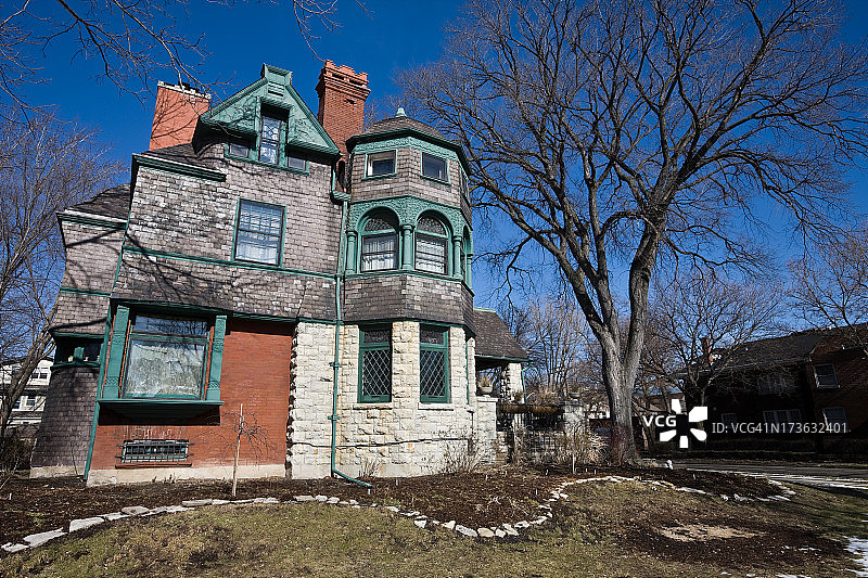 芝加哥西区维多利亚式绍克住宅图片素材