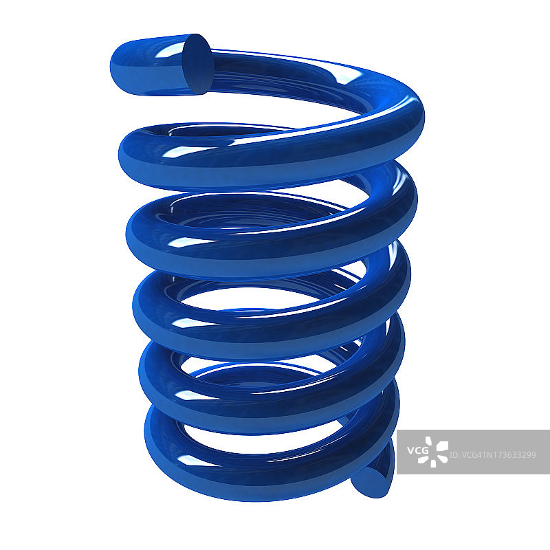 3D蓝色金属弹簧图片素材