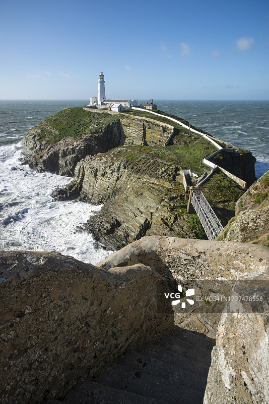Anglesey北威尔士的South Stack灯塔图片素材