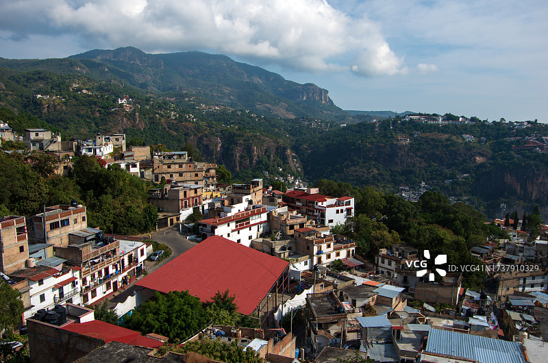 格雷罗州Taxco de Alarcón市日落时的城市风光图片素材