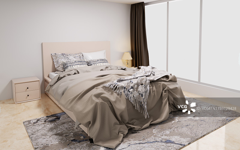 现代室内卧室背景的3D渲染图片素材