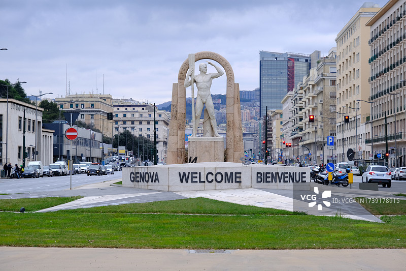 热那亚小镇欢迎标志图片素材