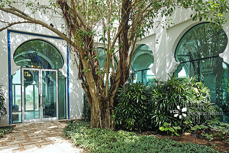 植物旁的人行道图片素材