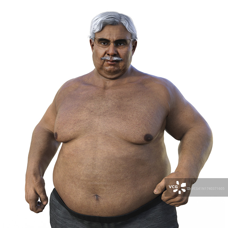 超重男人插画图片素材