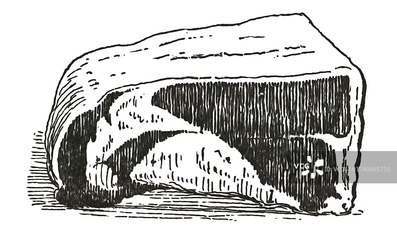 老式雕刻插图：牛腰肉图片素材