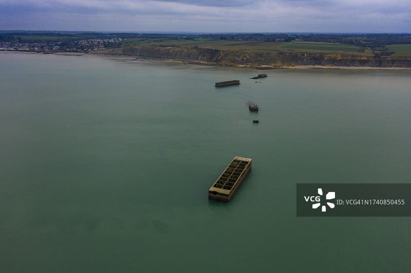 法国诺曼底阿罗芒什莱班人工港口图片素材