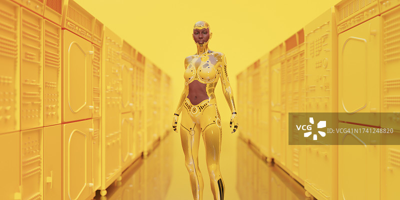 奇怪的黄色女性电子人图片素材